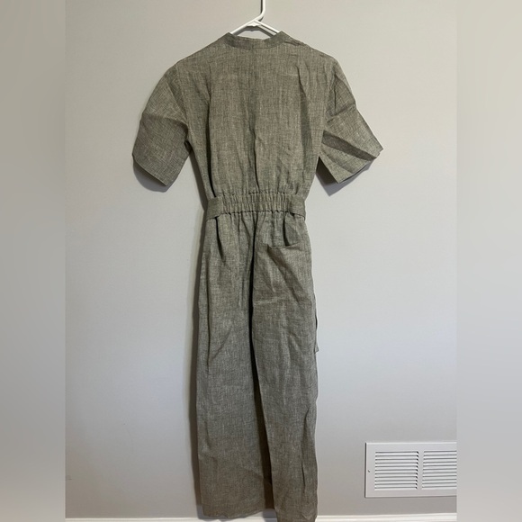 Theory Patch-Pocket Jumpsuit in Hemp. Size 00 color - willow melange - Picture 5 of 14